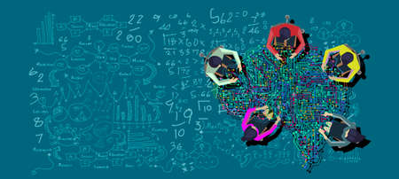 Community trading market analysis  Businessman and Lady  group Brainstorm working for  success business plan modern design idea  concept vector.のイラスト素材