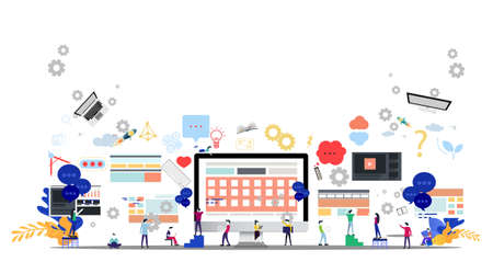 Man and woman think analyze creative work with  PROGRAMMER Text, flat design illustration Creativity...