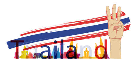 Raise 3 fingers.Demand democracy  Thailand.Banner modern Idea and Concept.のイラスト素材