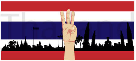Raise 3 fingers.Demand democracy  Thailand.Banner modern Idea and Concept.のイラスト素材