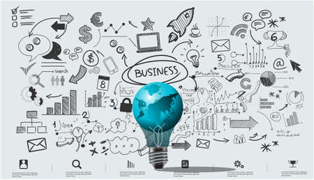 Light bulbs world and Plan think analyze creative startup business. illustration Creativity modern Idea and Concept Vector Infographic template.
のイラスト素材