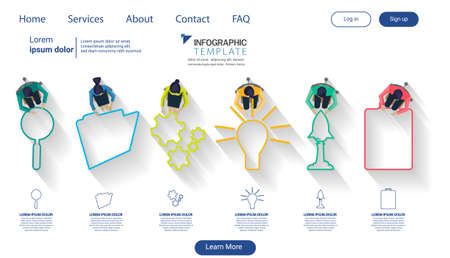 Businessman team  and Lady Brainstorming - flat design creativity  Modern design Idea and Concept Vector illustration Infographic template.のイラスト素材