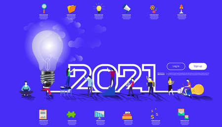 Vector illustration modern design business plan brainstorm think analyze creative  light bulb idea...