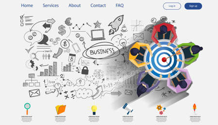 Creative business thinking,darts shoot Into crotch for success,set icon, Plan think analyze creative work, Idea concept vector illustration Infographic template.&#xD;&#xA;のイラスト素材