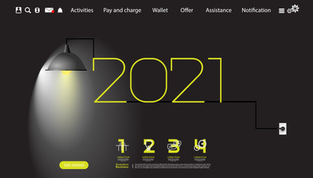 Lamp spot light of success  2021-  icon business  - infographic template - Creativity modern Idea and Concept illustration.のイラスト素材