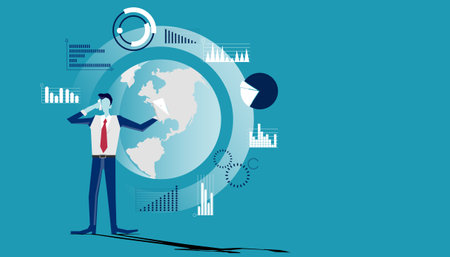 Businessman Idea concept   illustration vector,Office Work,Social Network Technology,Earth, chart,graph, for success,set icon.のイラスト素材