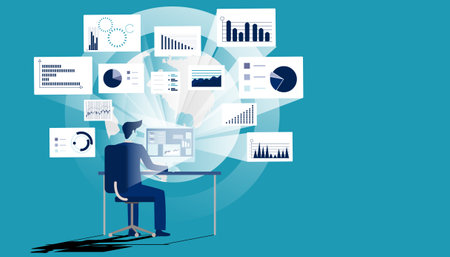 Businessman Idea concept   illustration vector,Office Work,Social Network Technology,Earth, chart,graph, for success,set icon.のイラスト素材