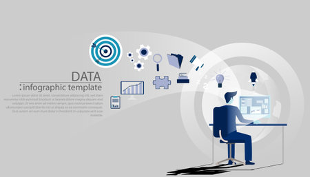 Businessman Idea concept   illustration vector,Office Work,light bulb,darts shoot Into crotch for success,set icon,infographic template.のイラスト素材