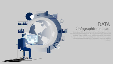 Businessman Idea concept   illustration vector,Office Work,Social Network Technology,Earth, chart,graph, for success,set icon,infographic template.のイラスト素材