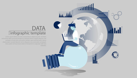 Businessman Idea concept   illustration vector,Office Work,Social Network Technology,Earth, chart,graph, for success,set icon,set icon,infographic template.のイラスト素材