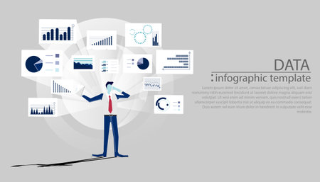 Businessman Idea concept   illustration vector,Office Work,Social Network Technology,Earth, chart,graph, for success,set icon,infographic template.のイラスト素材