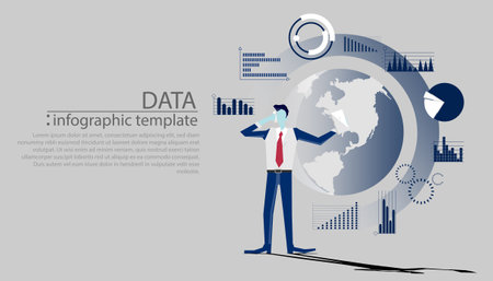 Businessman Idea concept   illustration vector,Office Work,Social Network Technology,Earth, chart,graph, for success,set icon,infographic template.のイラスト素材