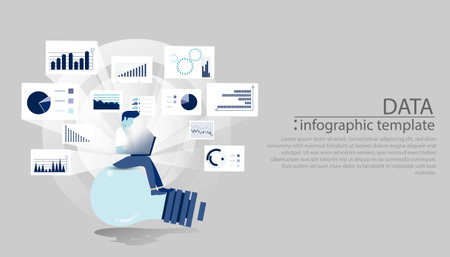 Businessman Idea concept   illustration vector,Office Work,Social Network Technology,Earth, chart,graph, for success,set icon,infographic template.のイラスト素材