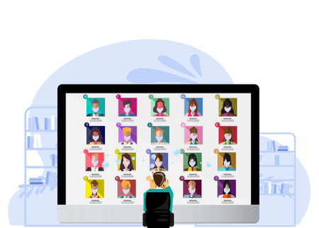 study online during COVID-19,method protection covid 2019,online concept illustration,education Social distance.
のイラスト素材