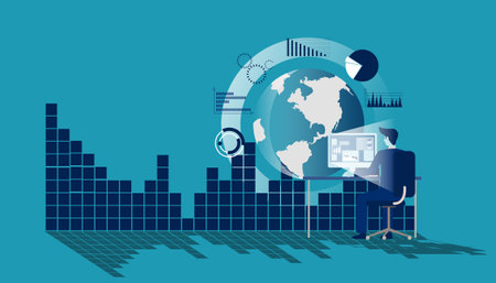 Businessman Idea concept   illustration vector,Office Work,Social Network Technology,Earth, chart,graph, for success,set icon,set icon,のイラスト素材