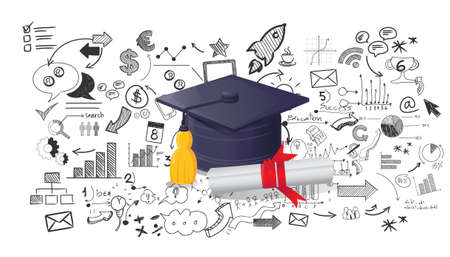 Graduate success sketches plan modern design idea  concept vector.のイラスト素材