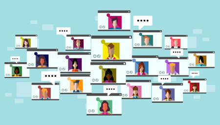 meeting vdo conference online contact communicate  people group,concept illustration,education...