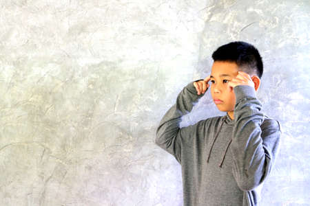 à¸ºBoy   Thailand  gesture show  think Creative idea concept. illustration  Education.の写真素材