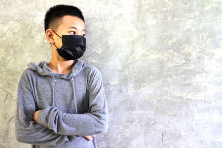 à¸ºBoy  Thailand  wearing mask .Protect yourself and those around you.illustration Medical.