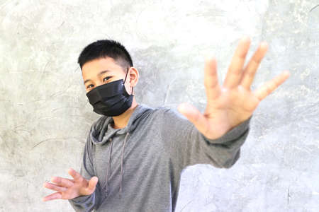 à¸ºBoy  Thailand  wearing mask .Protect yourself and those around you.illustration Medical.の写真素材
