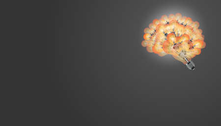 Background lamp brain yellow orange - creativity modern  idea and concept illustration education.