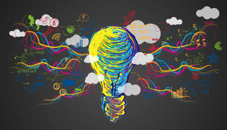 Light bulb Idea. plan think analyze creative startup business. illustration Creativity modern Concept Vector.のイラスト素材
