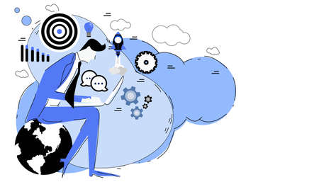 businessman search success.icon set idea and concept creativity illustration business  innovation technology modern. &#xD;&#xA;のイラスト素材