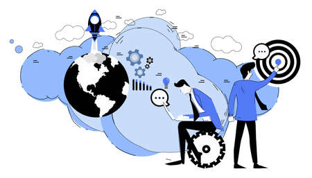 businessman search success.icon set idea and concept creativity illustration business  innovation technology modern. &#xD;&#xA;のイラスト素材