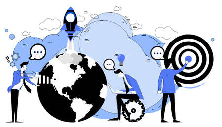 businessman search success.icon set idea and concept creativity illustration business  innovation technology modern. &#xD;&#xA;のイラスト素材