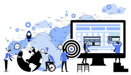 Businessman and woman search success.icon set idea and concept creativity illustration business  innovation technology modern.のイラスト素材