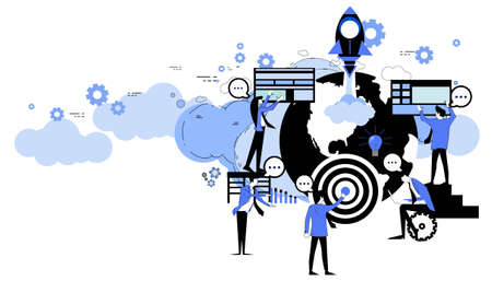 Businessman and woman search success.icon set idea and concept creativity illustration business  innovation technology modern.のイラスト素材