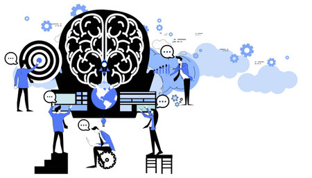 Businessman and woman brainstorm.icon set idea and concept creativity illustration business  innovation technology modern.のイラスト素材