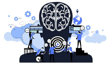 Businessman and woman brainstorm.icon set idea and concept creativity illustration business  innovation technology modern.のイラスト素材
