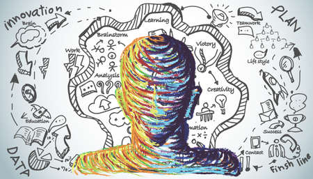 human head.design painting art  idea and concept think.plan  business. illustrationの写真素材