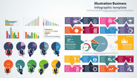 Business Brainstorming plan,think,search,analyze, for Success with percent,Graph Percent,Speech bubbles 19 Step Colorful -  Modern design Idea and Concept Vector illustration  Infographic template.&#xD;&#xA;のイラスト素材