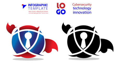 Logo  Cybersecurity  technology innovation modern design idea and concept think creativity.のイラスト素材