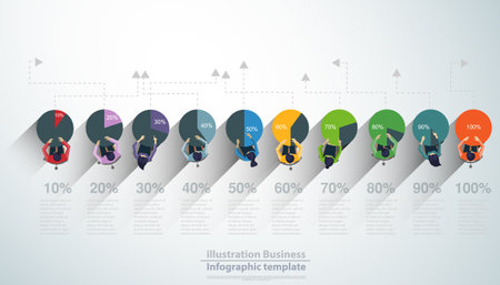Business Brainstorming plan,think,search,analyze, for Success with percent,Graph Percent,Step, Colorful, -  Modern design Idea and Concept Vector illustration  Infographic template.&#xD;&#xA;のイラスト素材