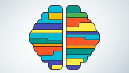 logo brain variety of colors.idea and concept creativity illustration business  innovation technology modern.のイラスト素材