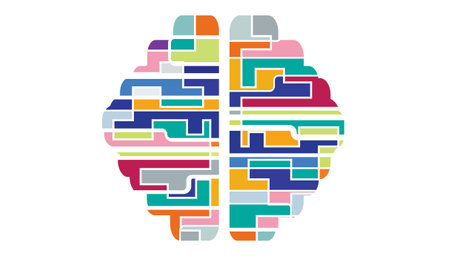 logo brain variety of colors.idea and concept creativity illustration business  innovation technology modern.のイラスト素材