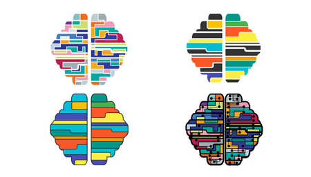 logo brain variety of colors.idea and concept creativity illustration business  innovation technology modern.のイラスト素材
