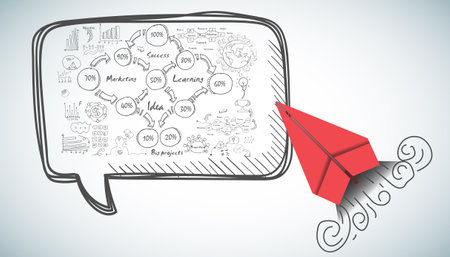 red paper plane and business strategy on white background plan, business success,idea and concept creativity illustration business  innovation technology modern.のイラスト素材