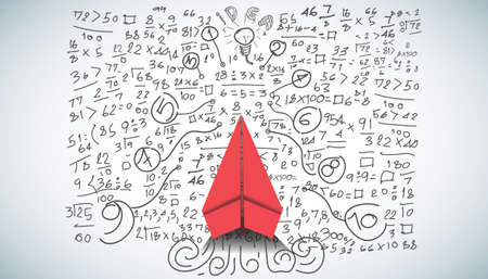 red paper plane and business strategy on white background plan, business success,idea and concept creativity illustration business  innovation technology modern.のイラスト素材
