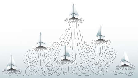 paper plane and business strategy on white background, business success,idea and concept creativity illustration business  innovation technology modern.のイラスト素材