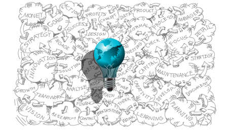 Light bulbs world ,for success,plan,think,search,analyze,communicate, futuristic idea innovation technology modern.vectorのイラスト素材