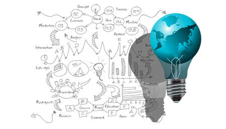 Light bulbs world ,for success,plan,think,search,analyze,communicate, futuristic idea innovation technology modern.vectorのイラスト素材
