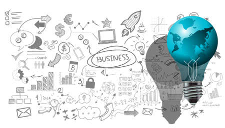 Light bulbs world ,for success,plan,think,search,analyze,communicate, futuristic idea innovation technology modern.vectorのイラスト素材