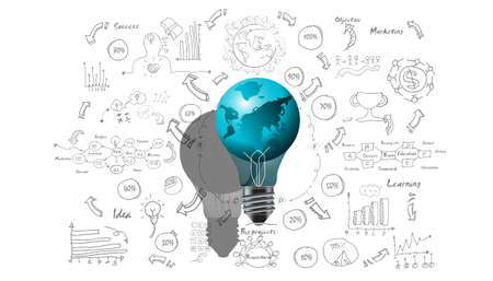 Light bulbs world ,for success,plan,think,search,analyze,communicate, futuristic idea innovation technology modern.vectorのイラスト素材