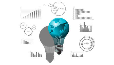 Light bulbs world ,for success,plan,think,search,analyze,communicate, futuristic idea innovation technology modern.vectorのイラスト素材