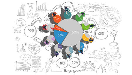Business Brainstorming plan,think,search,analyze, for Success with percent,Graph Percent,Step, Colorful, -  Modern design Idea and Concept Vector illustration.のイラスト素材