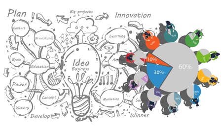 Business Brainstorming plan,think,search,analyze, for Success with percent,Graph Percent,Step,...